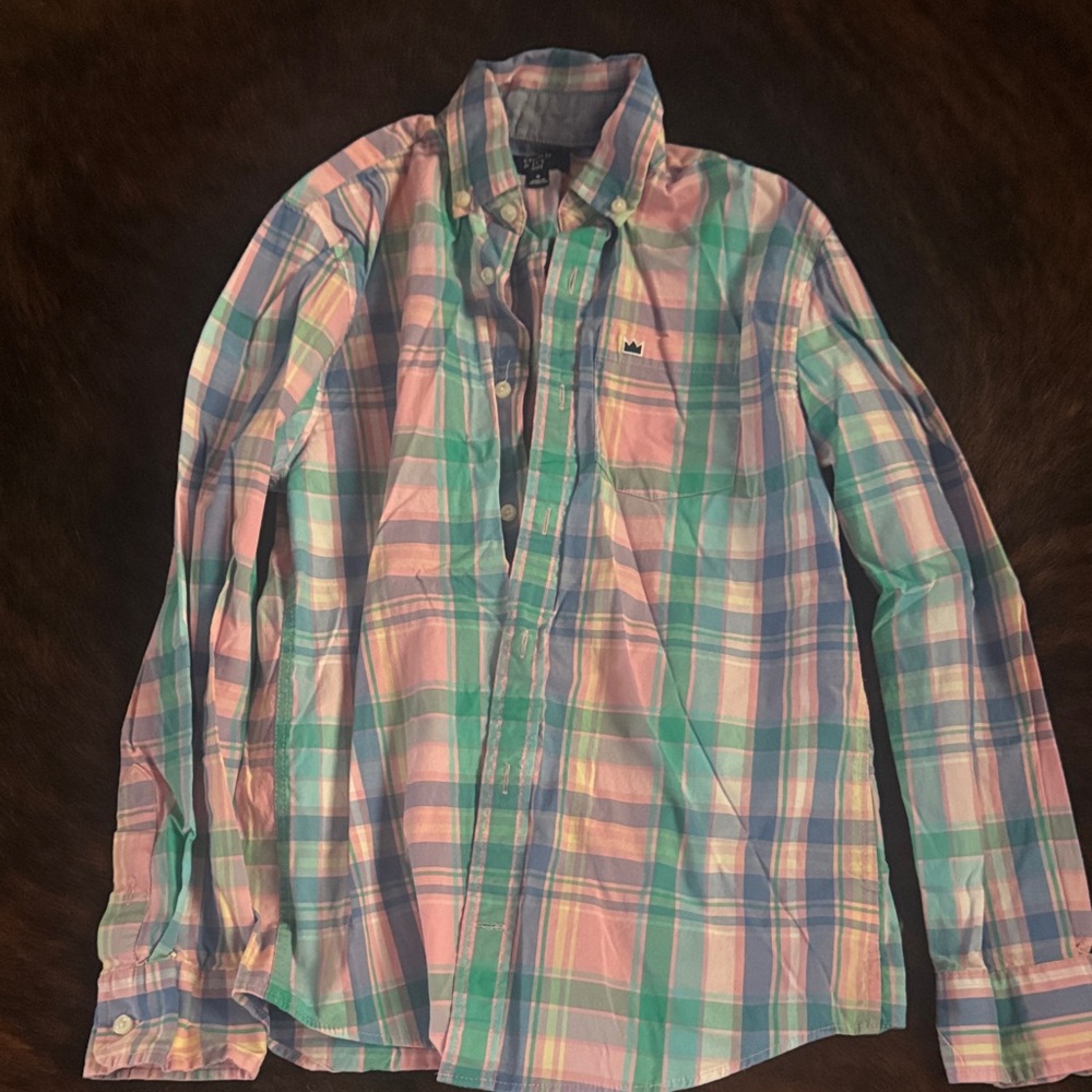 Boys Crown & Ivy Button down Multicolor Plaid Shirt